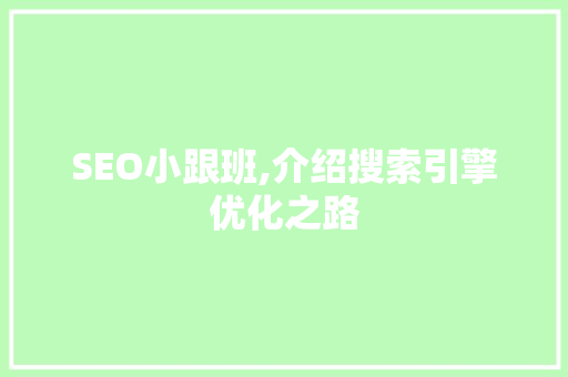 SEO小跟班,介绍搜索引擎优化之路