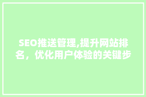 SEO推送管理,提升网站排名，优化用户体验的关键步骤