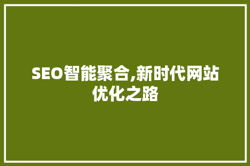 SEO智能聚合,新时代网站优化之路
