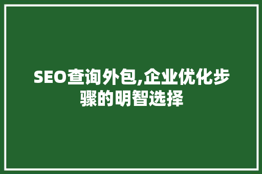SEO查询外包,企业优化步骤的明智选择