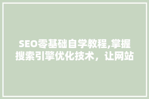 SEO零基础自学教程,掌握搜索引擎优化技术，让网站脱颖而出