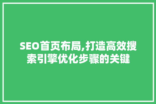 SEO首页布局,打造高效搜索引擎优化步骤的关键