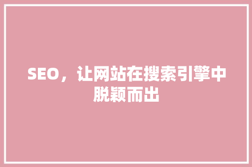 SEO，让网站在搜索引擎中脱颖而出