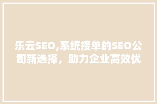 乐云SEO,系统接单的SEO公司新选择，助力企业高效优化