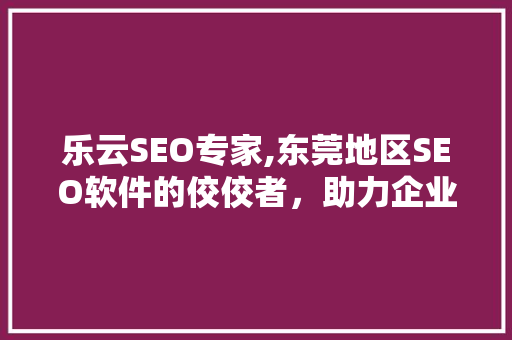 乐云SEO专家,东莞地区SEO软件的佼佼者，助力企业网站优化之路