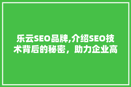 乐云SEO品牌,介绍SEO技术背后的秘密，助力企业高效营销