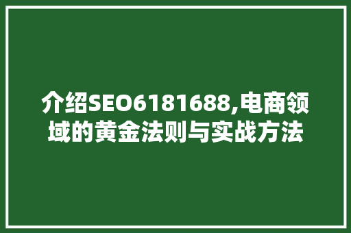 介绍SEO6181688,电商领域的黄金法则与实战方法