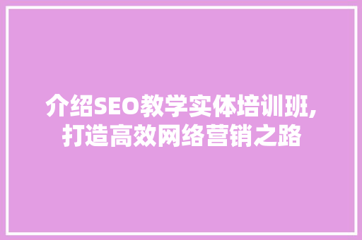 介绍SEO教学实体培训班,打造高效网络营销之路