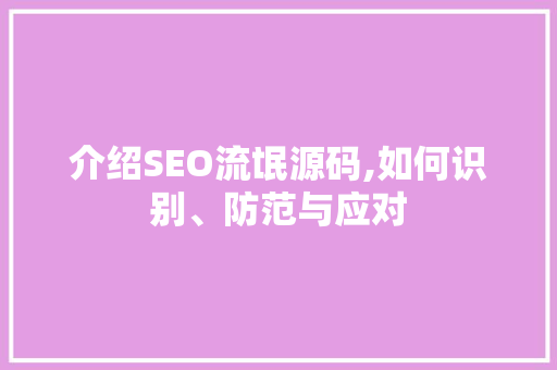 介绍SEO流氓源码,如何识别、防范与应对