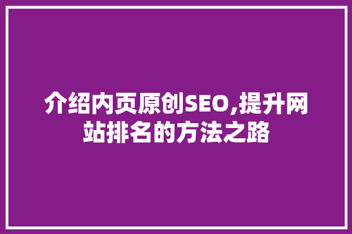 介绍内页原创SEO,提升网站排名的方法之路