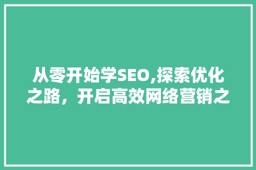 从零开始学SEO,探索优化之路，开启高效网络营销之旅