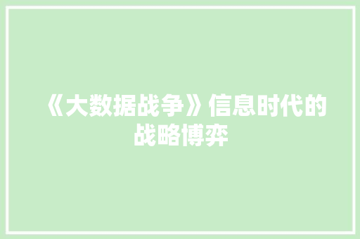 《大数据战争》信息时代的战略博弈  第1张