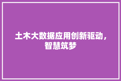 土木大数据应用创新驱动，智慧筑梦