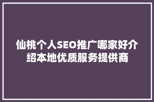 仙桃个人SEO推广哪家好介绍本地优质服务提供商