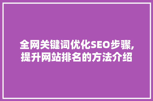 全网关键词优化SEO步骤,提升网站排名的方法介绍