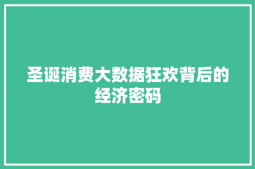 圣诞消费大数据狂欢背后的经济密码