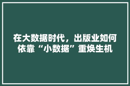 在大数据时代，出版业如何依靠“小数据”重焕生机  第1张