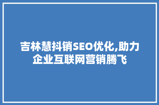 吉林慧抖销SEO优化,助力企业互联网营销腾飞
