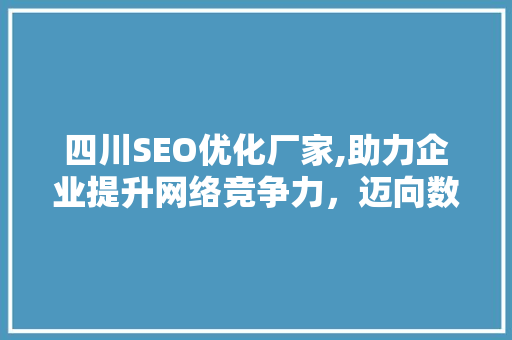 四川SEO优化厂家,助力企业提升网络竞争力，迈向数字时代新高峰