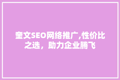 奎文SEO网络推广,性价比之选，助力企业腾飞