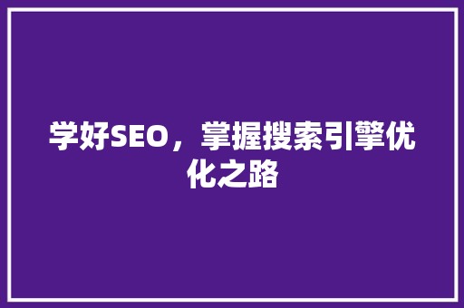 学好SEO，掌握搜索引擎优化之路