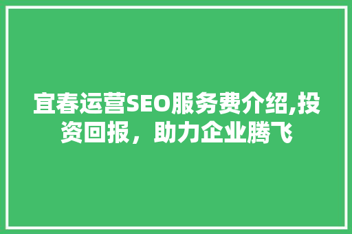 宜春运营SEO服务费介绍,投资回报，助力企业腾飞