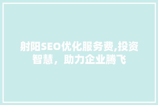射阳SEO优化服务费,投资智慧，助力企业腾飞
