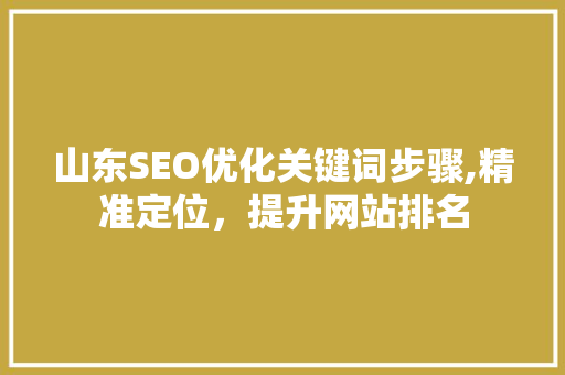 山东SEO优化关键词步骤,精准定位，提升网站排名