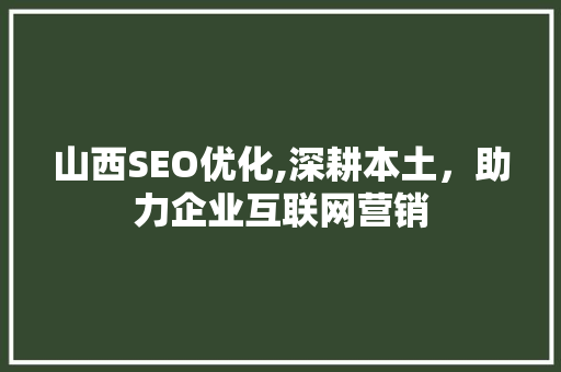 山西SEO优化,深耕本土，助力企业互联网营销