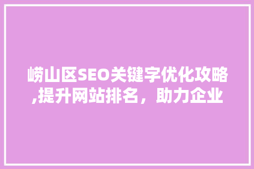 崂山区SEO关键字优化攻略,提升网站排名，助力企业腾飞