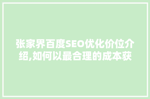 张家界百度SEO优化价位介绍,如何以最合理的成本获得最佳效果