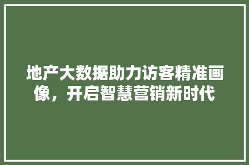 地产大数据助力访客精准画像，开启智慧营销新时代  第1张