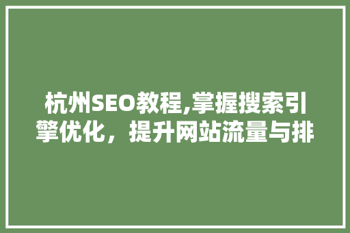 杭州SEO教程,掌握搜索引擎优化，提升网站流量与排名