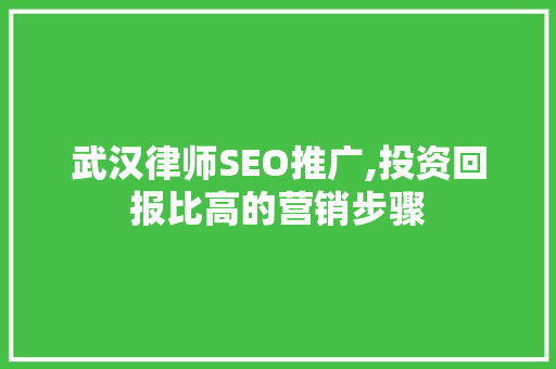 武汉律师SEO推广,投资回报比高的营销步骤  第1张
