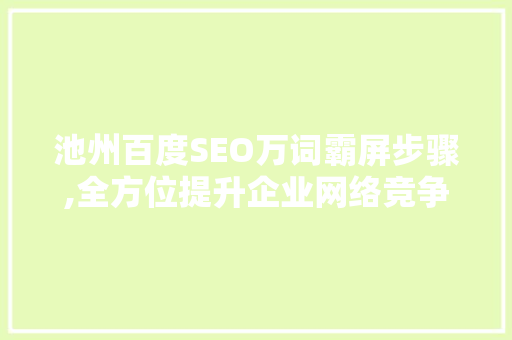 池州百度SEO万词霸屏步骤,全方位提升企业网络竞争力