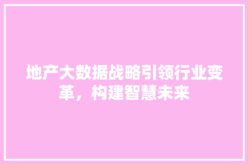 地产大数据战略引领行业变革，构建智慧未来  第1张