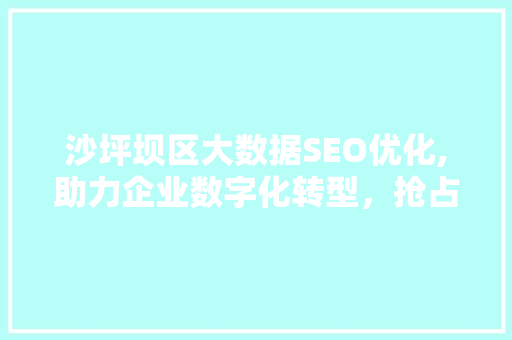 沙坪坝区大数据SEO优化,助力企业数字化转型，抢占市场先机