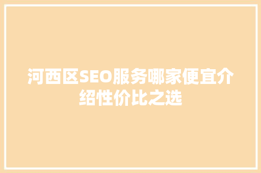 河西区SEO服务哪家便宜介绍性价比之选  第1张