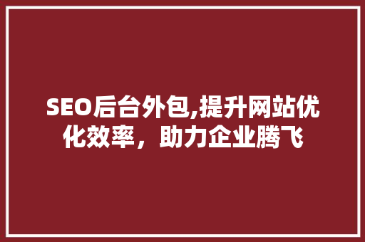 SEO后台外包,提升网站优化效率，助力企业腾飞
