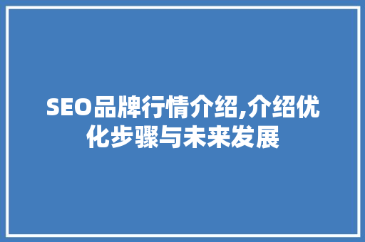SEO品牌行情介绍,介绍优化步骤与未来发展
