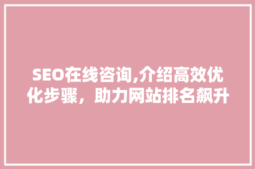 SEO在线咨询,介绍高效优化步骤，助力网站排名飙升