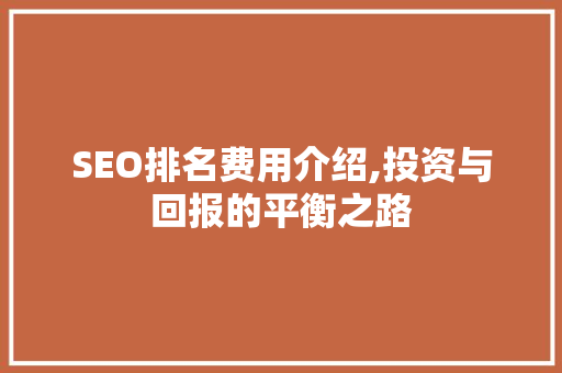 SEO排名费用介绍,投资与回报的平衡之路  第1张