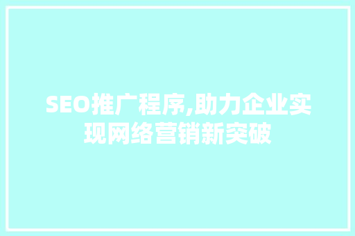 SEO推广程序,助力企业实现网络营销新突破