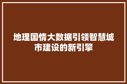 地理国情大数据引领智慧城市建设的新引擎  第1张