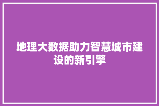 地理大数据助力智慧城市建设的新引擎  第1张