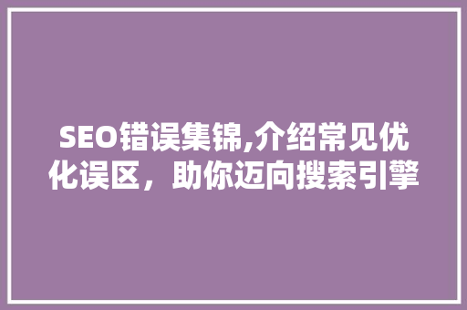 SEO错误集锦,介绍常见优化误区，助你迈向搜索引擎优化成功之路