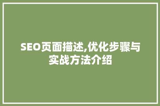 SEO页面描述,优化步骤与实战方法介绍