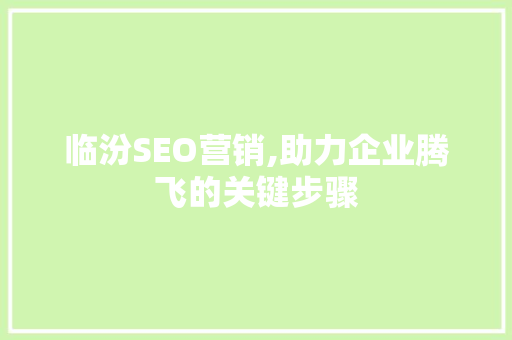 临汾SEO营销,助力企业腾飞的关键步骤