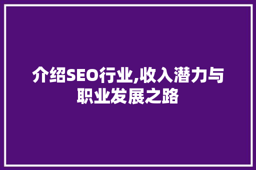 介绍SEO行业,收入潜力与职业发展之路