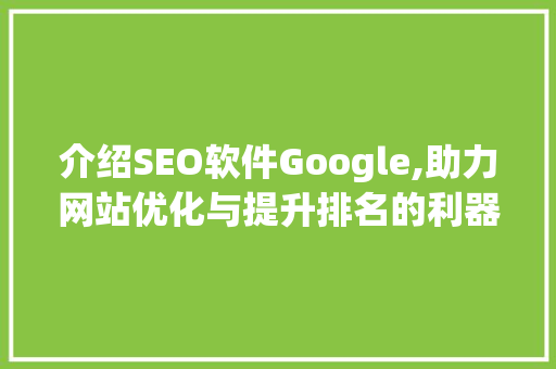 介绍SEO软件Google,助力网站优化与提升排名的利器
